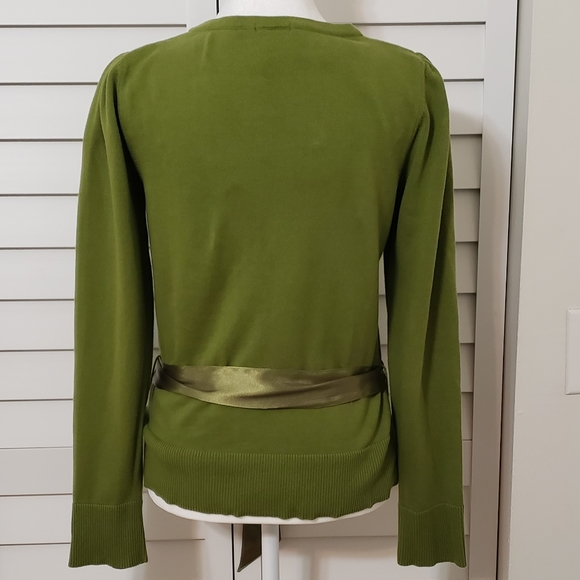 Old Navy Women's Perfect Fit Belted Waist  Green Sweatwer Cardigan Size L - Picture 3 of 11